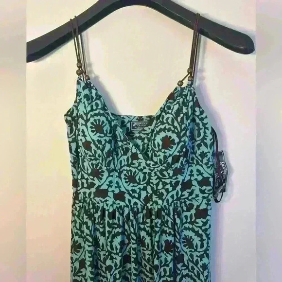 American Living Womens Teal Brown Long Stretch Dress Padded Bra Sz L 12  $110 - Picture 6 of 11